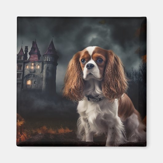 Cavalier King Charles Spaniel Halloween Griezelen Magneet (Voorkant)