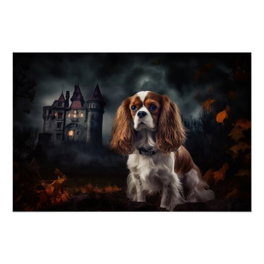 Cavalier King Charles Spaniel Halloween Griezelen Perfect Poster (Voorkant)