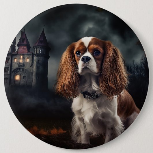 Cavalier King Charles Spaniel Halloween Griezelen Ronde Button 6,0 Cm (Voorkant)