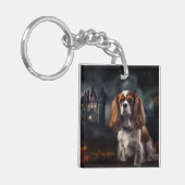 Cavalier King Charles Spaniel Halloween Griezelen Sleutelhanger (Voorkant Links)