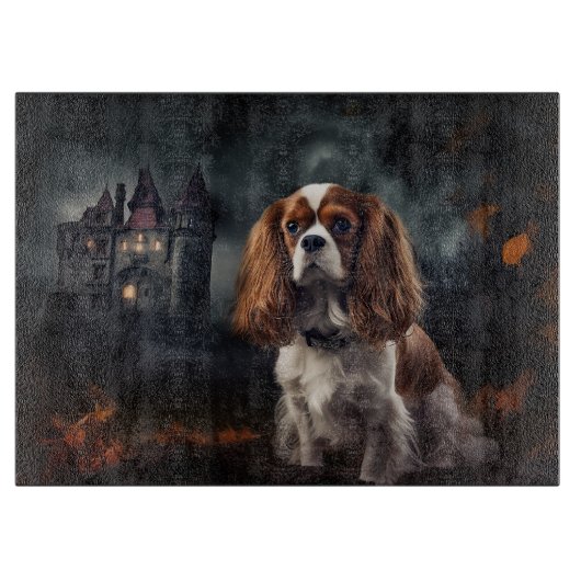 Cavalier King Charles Spaniel Halloween Griezelen Snijplank (Voorkant)