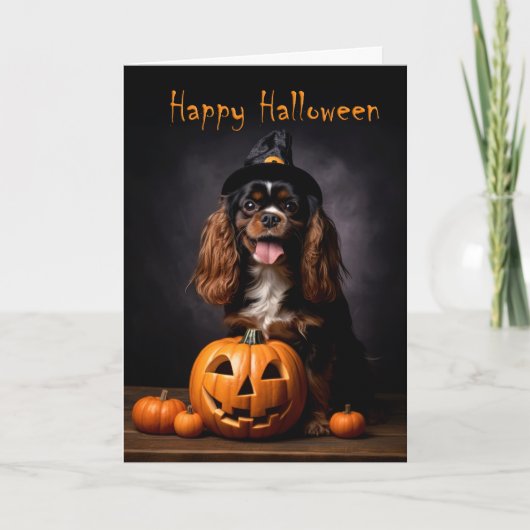 Cavalier King Charles Spaniel Halloween Kaart (Voorkant)