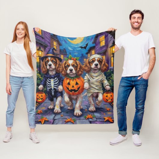 Cavalier King Charles Spaniel Halloween kostuums Fleece Deken (In situ)