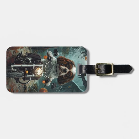 Cavalier King Charles Spaniel Halloween Scary Bagagelabel (Voorkant horizontaal)