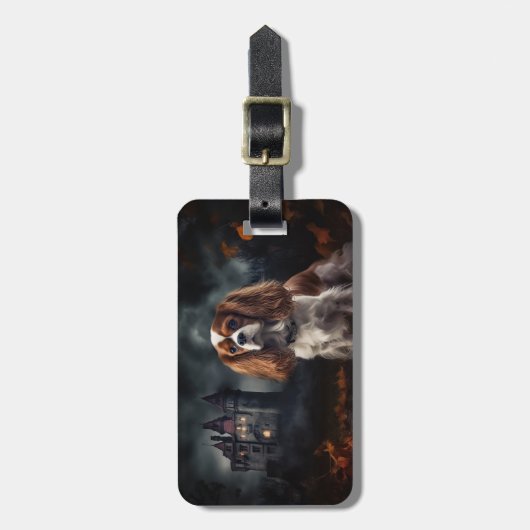 Cavalier King Charles Spaniel Halloween Scary Bagagelabel (Voorkant verticaal)