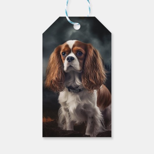Cavalier King Charles Spaniel Halloween Scary Cadeaulabel (Achterkant)