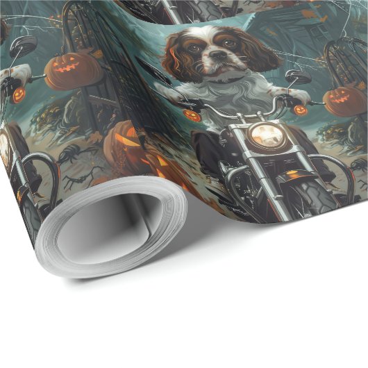 Cavalier King Charles Spaniel Halloween Scary Cadeaupapier (Rol Hoek)