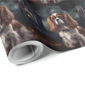Cavalier King Charles Spaniel Halloween Scary Cadeaupapier (Rol Hoek)