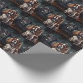 Cavalier King Charles Spaniel Halloween Scary Cadeaupapier (Hoek)