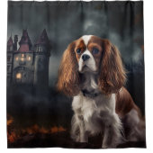 Cavalier King Charles Spaniel Halloween Scary Douchegordijn (Voorkant)