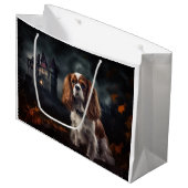 Cavalier King Charles Spaniel Halloween Scary Groot Cadeauzakje (Voorkant Gekanteld)