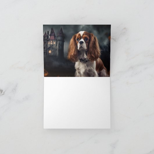 Cavalier King Charles Spaniel Halloween Scary Kaart (Binnen)