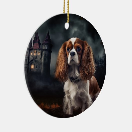 Cavalier King Charles Spaniel Halloween Scary Keramisch Ornament (Rechts)