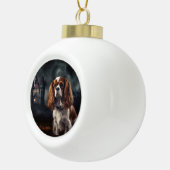 Cavalier King Charles Spaniel Halloween Scary Keramische Bal Ornament (Rechts)