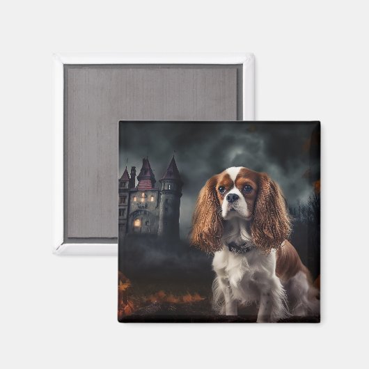 Cavalier King Charles Spaniel Halloween Scary Magneet (Voorkant / Achterkant)