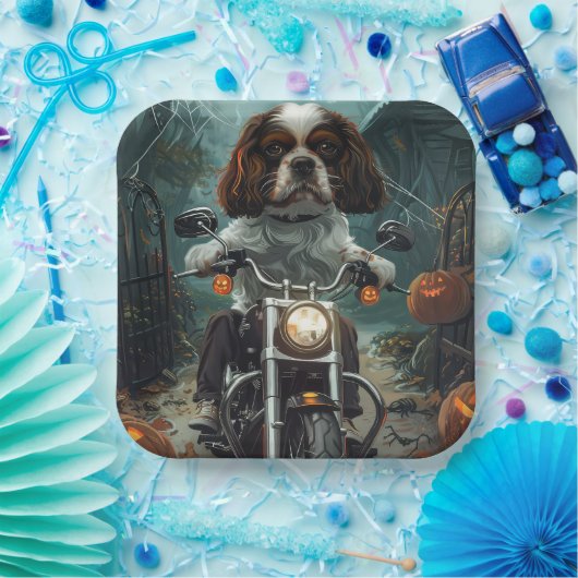 Cavalier King Charles Spaniel Halloween Scary Papieren Bordje (Feest)