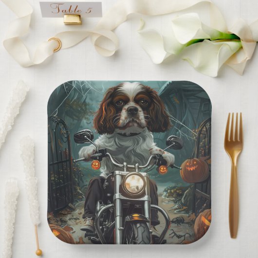 Cavalier King Charles Spaniel Halloween Scary Papieren Bordje (Huwelijk)