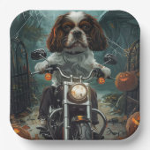 Cavalier King Charles Spaniel Halloween Scary Papieren Bordje (Voorkant)