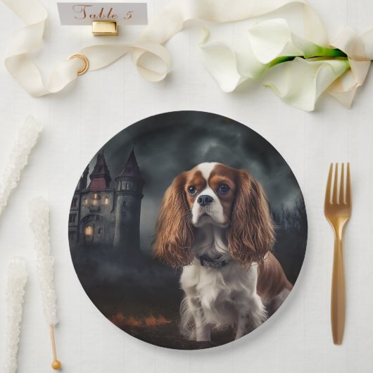 Cavalier King Charles Spaniel Halloween Scary Papieren Bordje (Huwelijk)