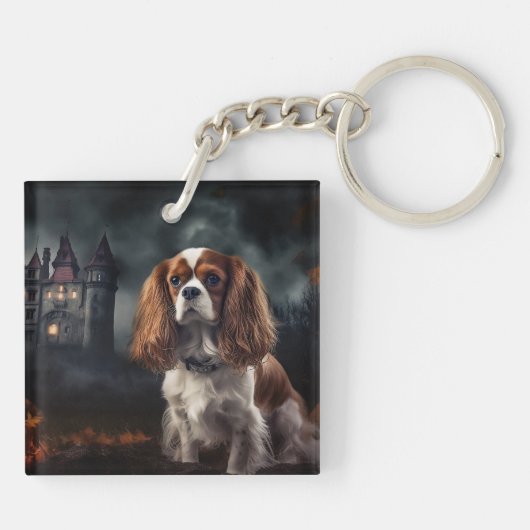 Cavalier King Charles Spaniel Halloween Scary Sleutelhanger (Achterkant)