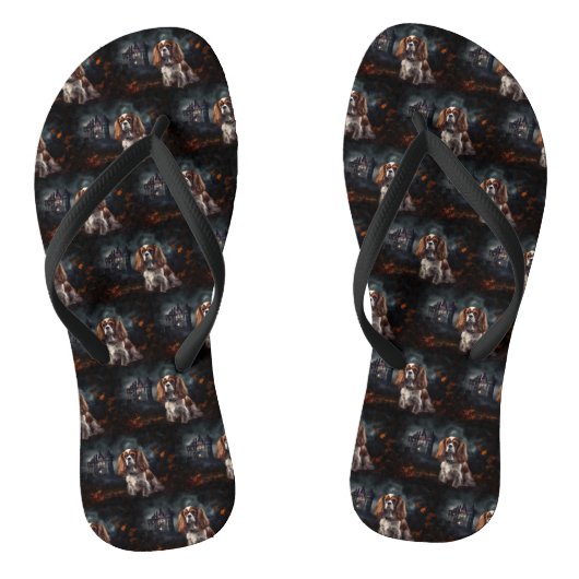 Cavalier King Charles Spaniel Halloween Scary Teenslippers (Voetbed)