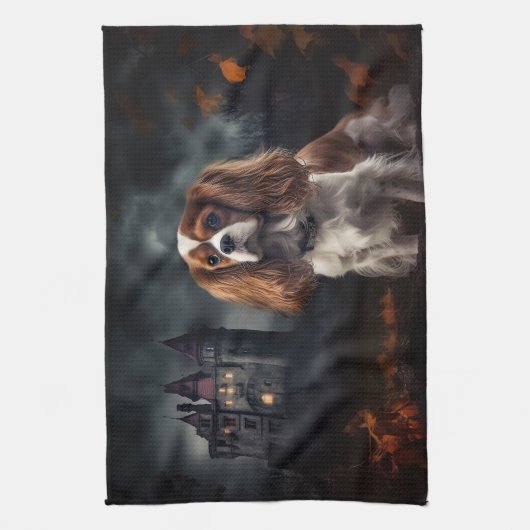 Cavalier King Charles Spaniel Halloween Scary Theedoek (Verticaal)