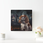 Cavalier King Charles Spaniel Halloween Scary Vierkante Klok (Huis)
