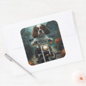 Cavalier King Charles Spaniel Halloween Scary Vierkante Sticker (Envelop)