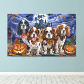 Cavalier King Charles Spaniel Halloween Spokengees Canvas Afdruk (Insitu (Houten vloer))