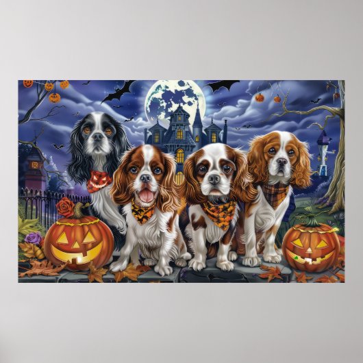 Cavalier King Charles Spaniel Halloween Spokeny Poster (Voorkant)
