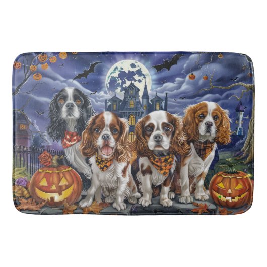 Cavalier King Charles Spaniel Halloween Spooky Badmat (Voorkant)