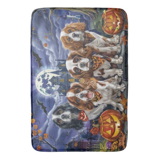 Cavalier King Charles Spaniel Halloween Spooky Badmat (Voorkant Verticaal)