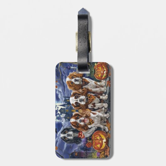 Cavalier King Charles Spaniel Halloween Spooky Bagagelabel (Achterkant verticaal)