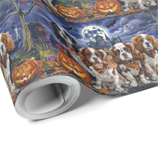 Cavalier King Charles Spaniel Halloween Spooky Cadeaupapier (Rol Hoek)