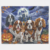 Cavalier King Charles Spaniel Halloween Spooky Fleece Deken (Voorkant (Horizontaal))
