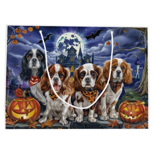 Cavalier King Charles Spaniel Halloween Spooky Groot Cadeauzakje (Achterkant)
