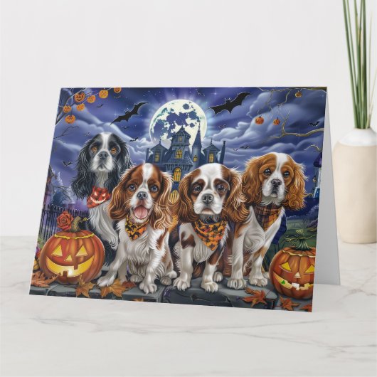 Cavalier King Charles Spaniel Halloween Spooky Kaart (Voorkant)