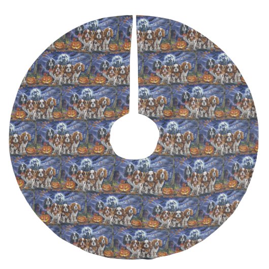 Cavalier King Charles Spaniel Halloween Spooky Kerstboom Rok (Voorkant)