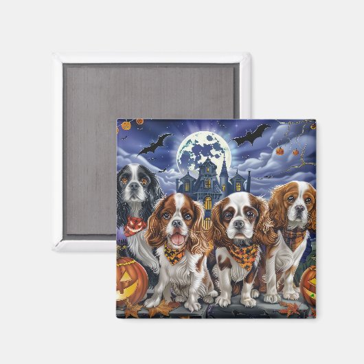 Cavalier King Charles Spaniel Halloween Spooky Magneet (Voorkant / Achterkant)