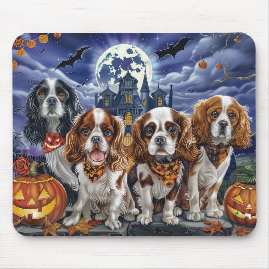 Cavalier King Charles Spaniel Halloween Spooky Muismat (Voorkant)