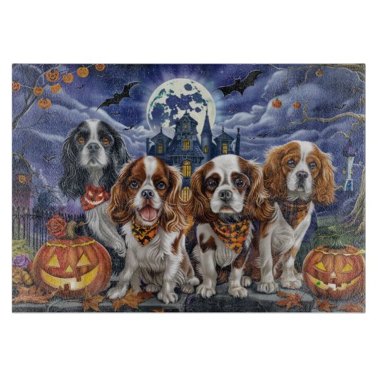 Cavalier King Charles Spaniel Halloween Spooky Snijplank (Voorkant)