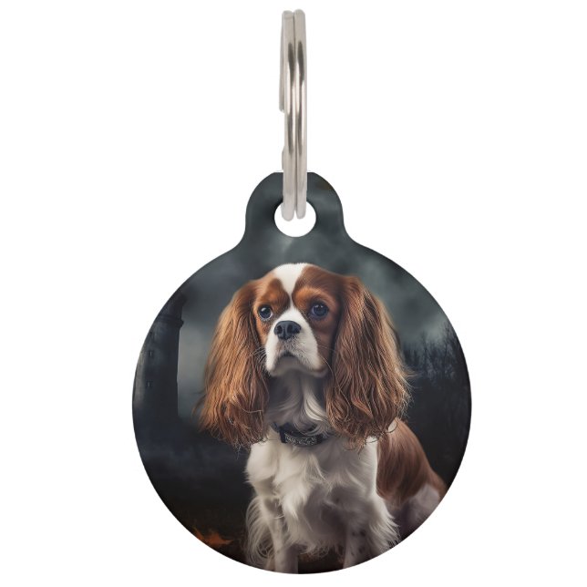 Cavalier King Charles Spaniel Halloween Verschrikk Huisdierpenning (Voorkant)