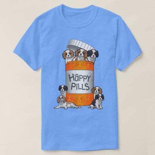 Cavalier King Charles Spaniel Happy Pills T-shirt (Design voorkant)