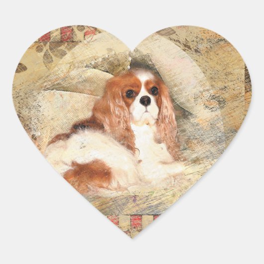 Cavalier King Charles Spaniel Hart Sticker (Voorkant)