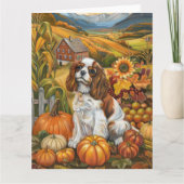 Cavalier King Charles Spaniel Herfst Thanksgiving Kaart (Voorkant)