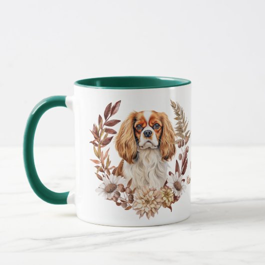 Cavalier King Charles Spaniel Herfstkrans Mok (Links)