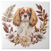Cavalier King Charles Spaniel Herfstkrans Tegeltje (Voorkant)