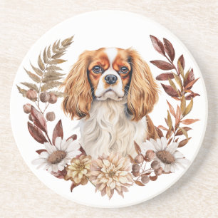 Cavalier King Charles Spaniel Herfstkrans Zandsteen Onderzetter