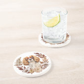 Cavalier King Charles Spaniel Herfstkrans Zandsteen Onderzetter (Zijkant)