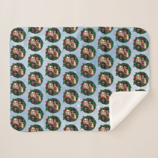 Cavalier King Charles Spaniel Holiday Blanket Sherpa Deken (Voorkant (horizontaal))